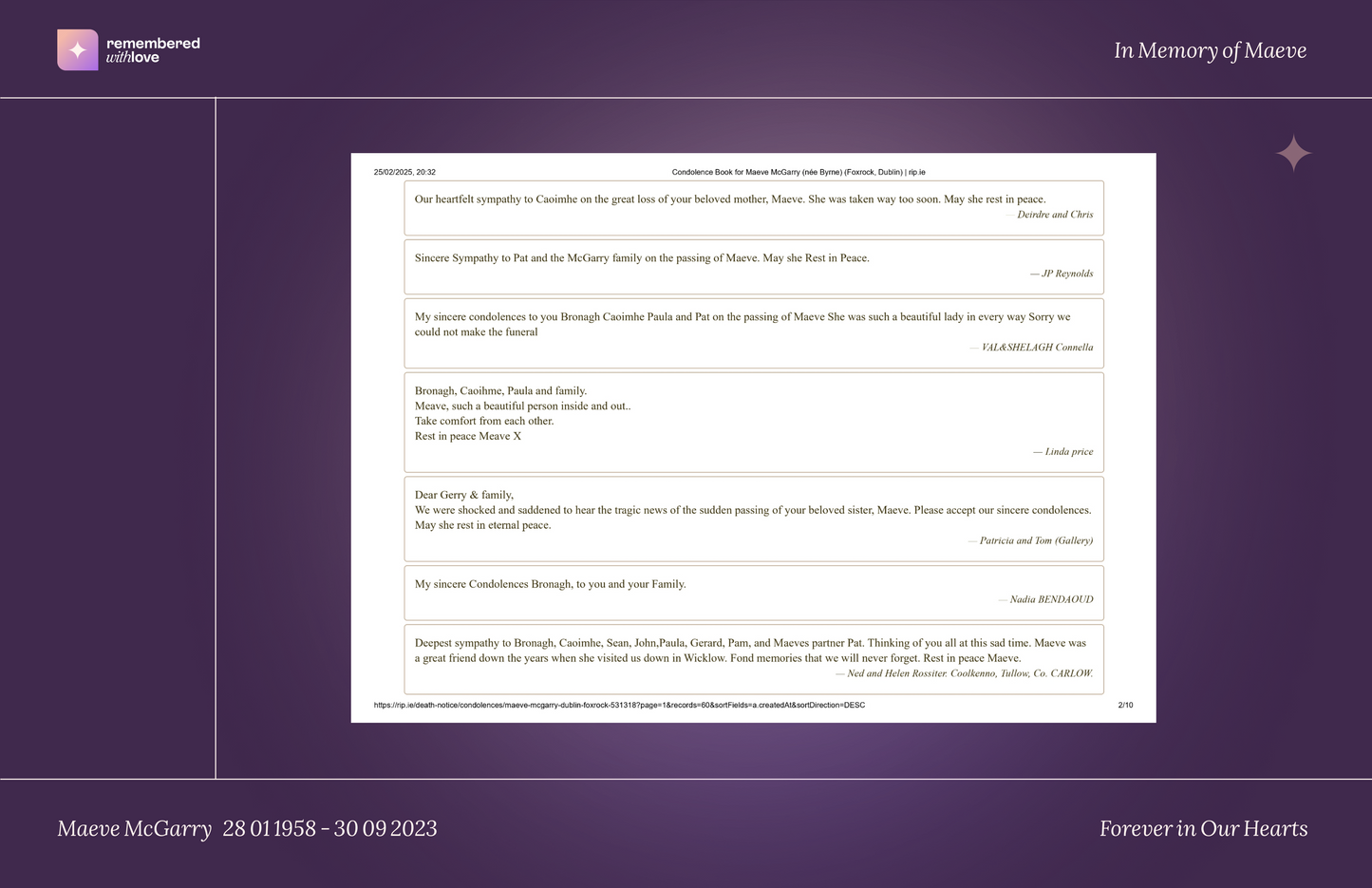 Condolences Book