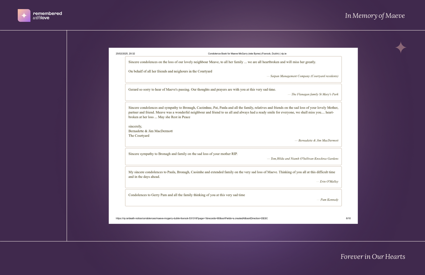 Condolences Book